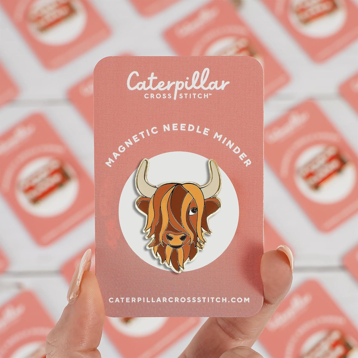 Caterpillar Cross Stitch Needle Minder - Highland Cow for Cross