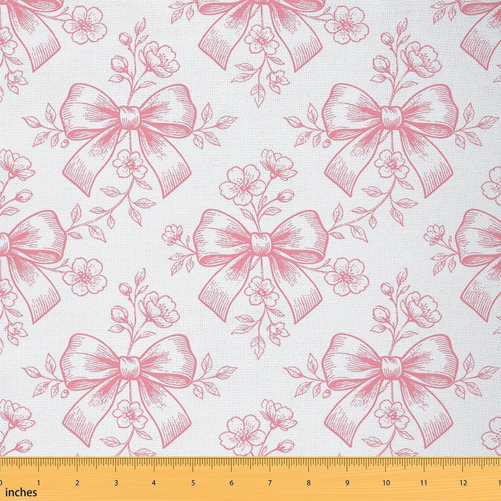 Feelyou Pink Floral Bow Fabric by The Yard Cute Coquette Bow Knot
