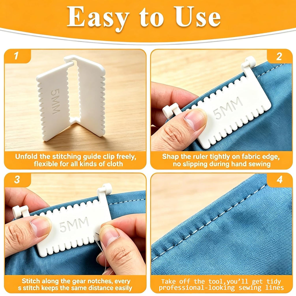 6pcs Edge Stitch Lock Sewing Gauge, Clip-On Sewing Ruler Spacing