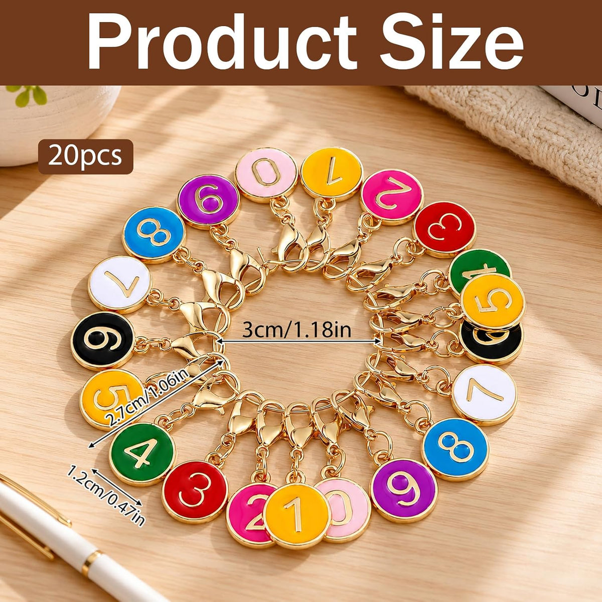 20 Pcs Stitch Markers for Crocheting, Number 0-9 with Lobster Clasp