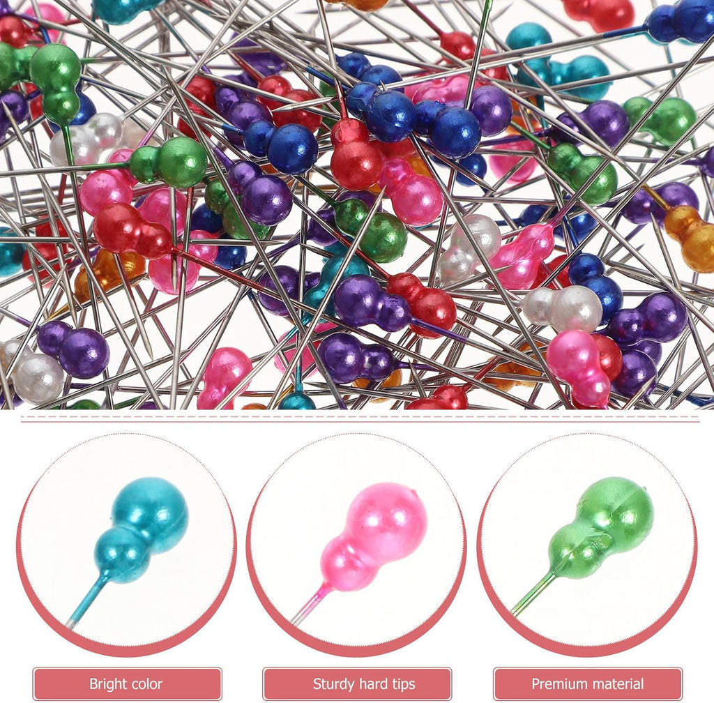 Pearl Head Straight Pins 200pcs with Storage Box