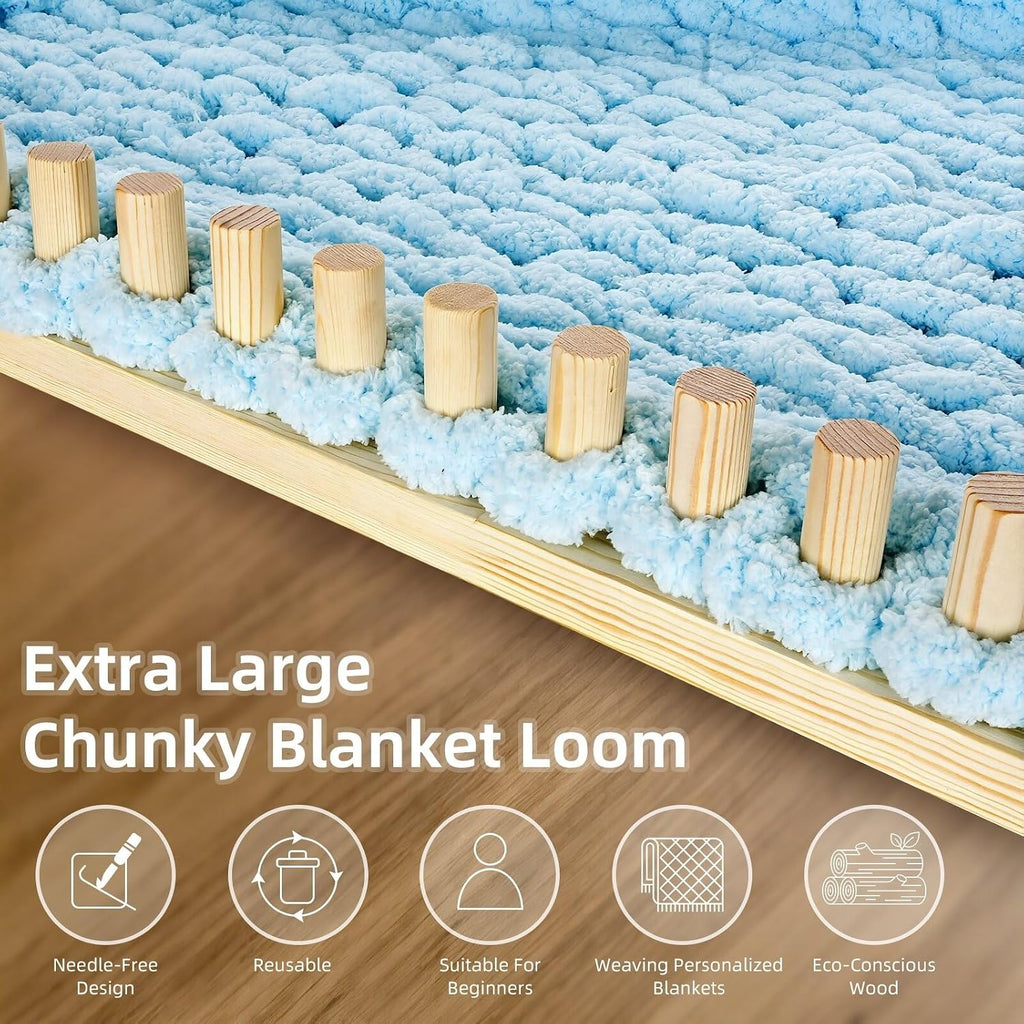 ARTACE 46" Chunky Blanket Loom, Large Adjustable Wooden Loom Frame
