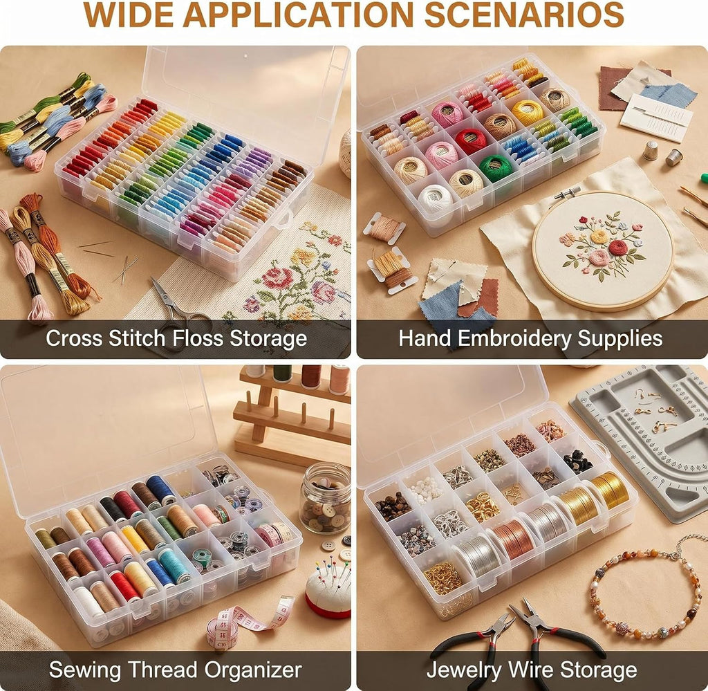 Embroidery Floss Cross Stitch Organizer Box Set 50 Pcs White Plastic