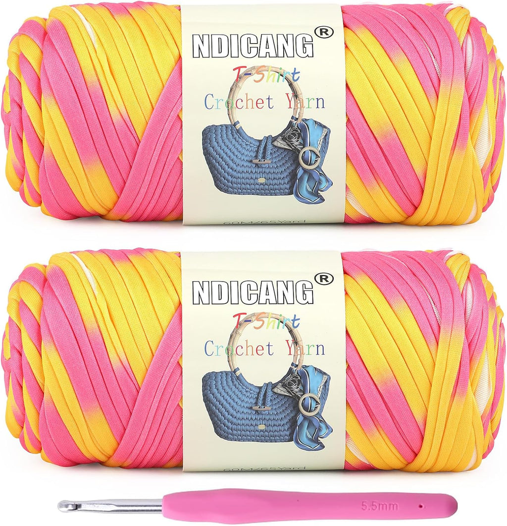 2 Pack T Shirt Yarn for Crocheting, 400g/130Yds Tshirt Yarn for