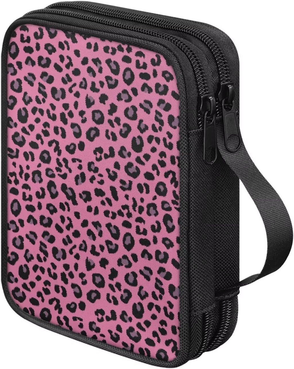 Luarisgur Leopard Print Crochet Hook Holder Case with Handle and