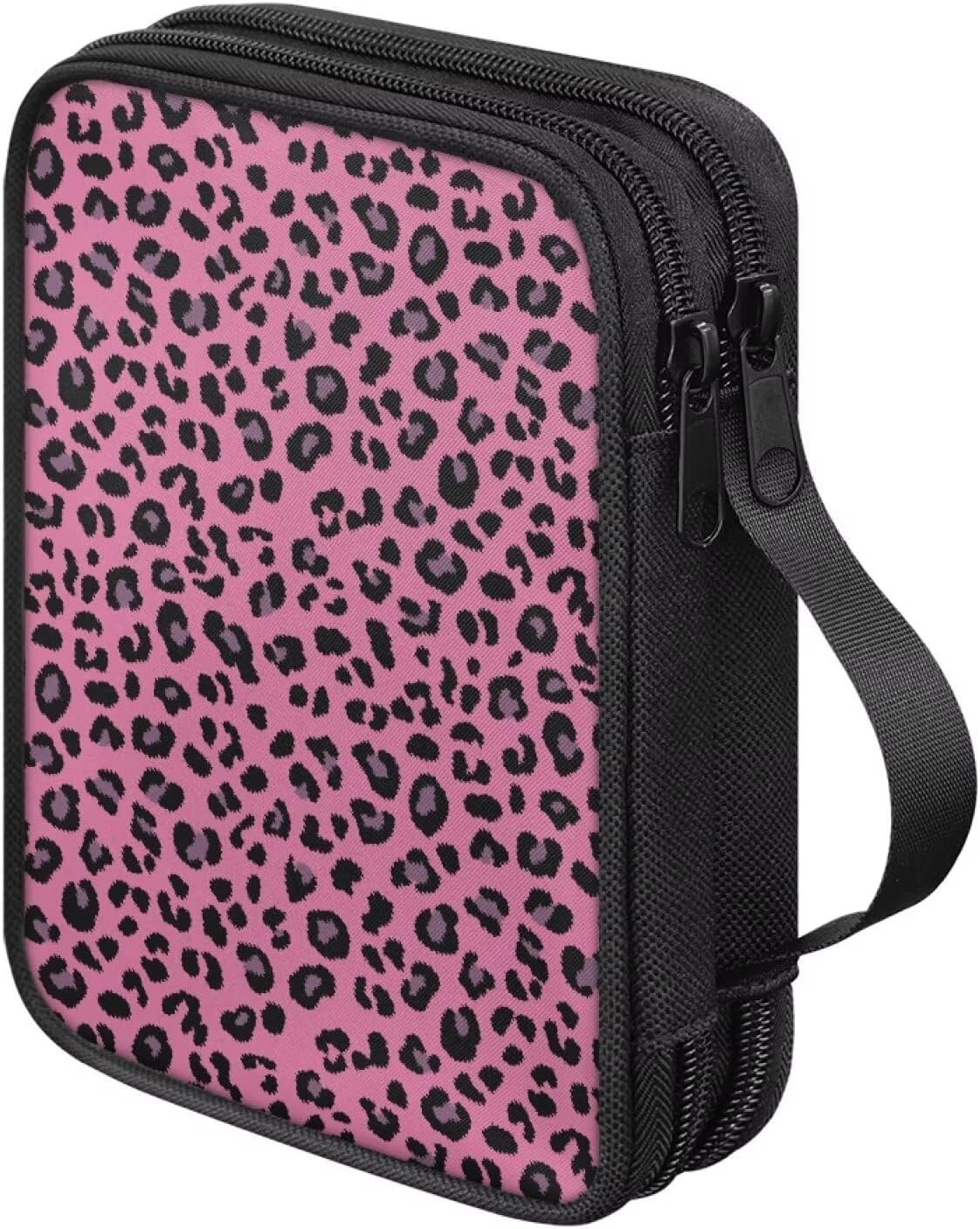 Luarisgur Leopard Print Crochet Hook Holder Case with Handle and