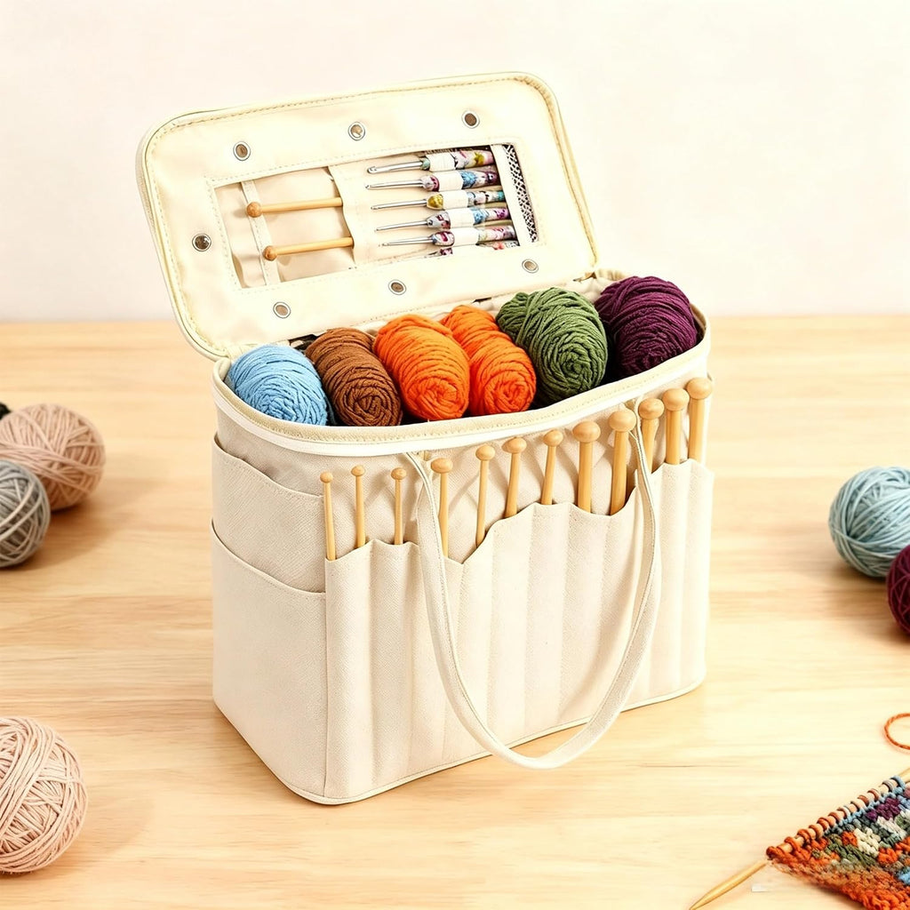 Portable Knitting Yarn Storage Bag, Expandable Anti-Tangle Crochet