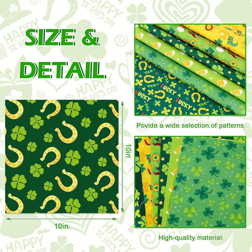 FYSUIMU 40Pcs St. Patrick's Day Squares Fabric Cotton Fabric Bundles
