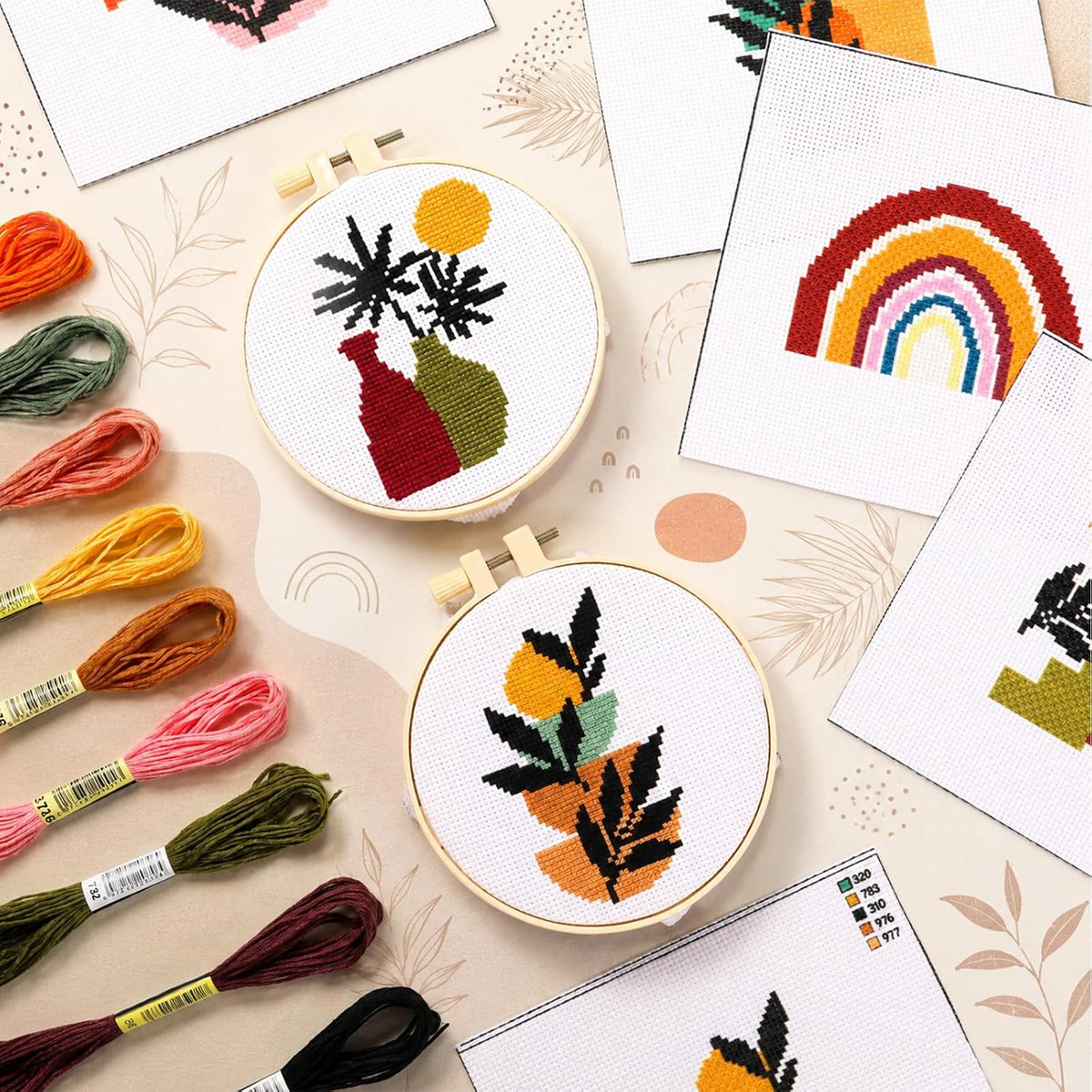 ZOIIWA 6PCS Boho Embroidery Kit for Beginners Adults Summer Cross