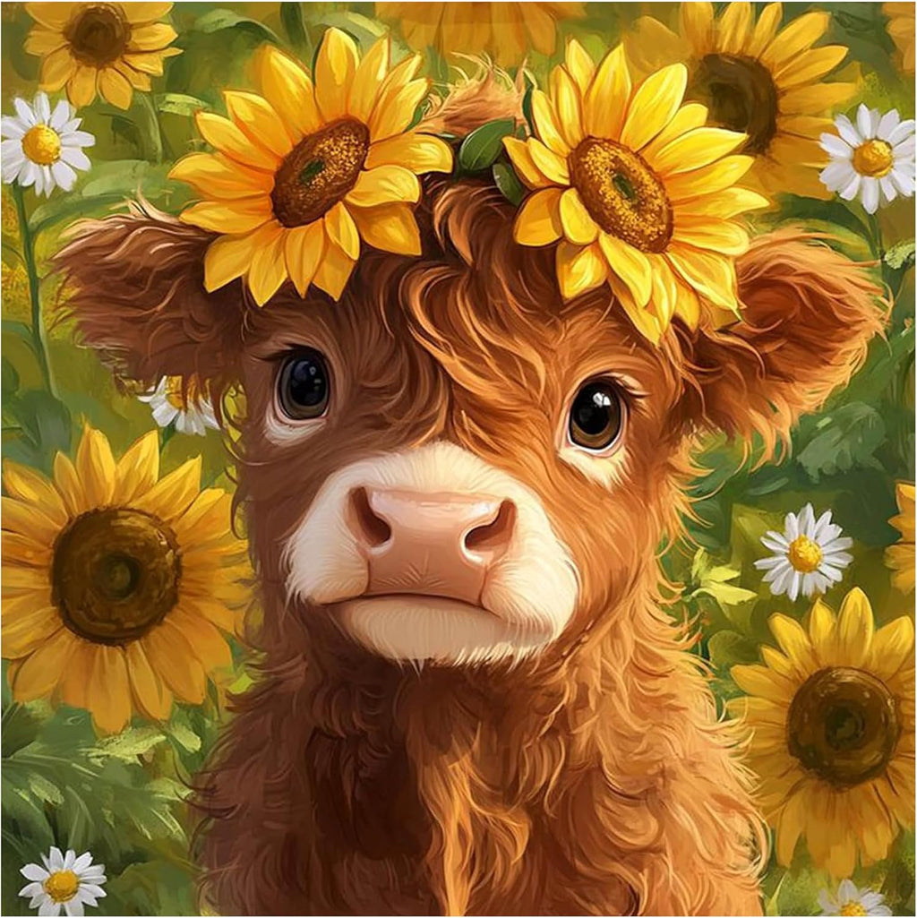 Cattle Sunflower Stamped Cross Stitch Kits for Adults - Embroidery