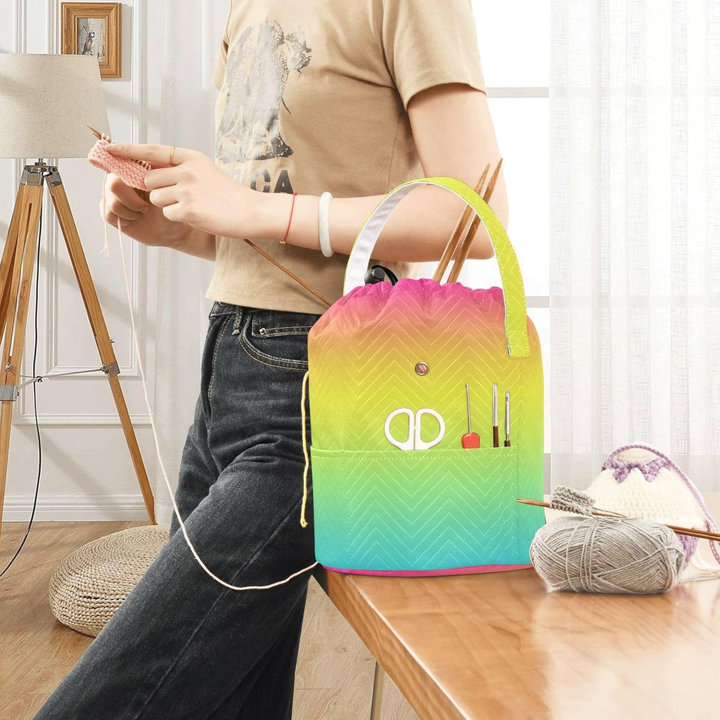 YETTASBIN Gradient Color Yarn Storage Bag, Large Crochet Knitting Bag