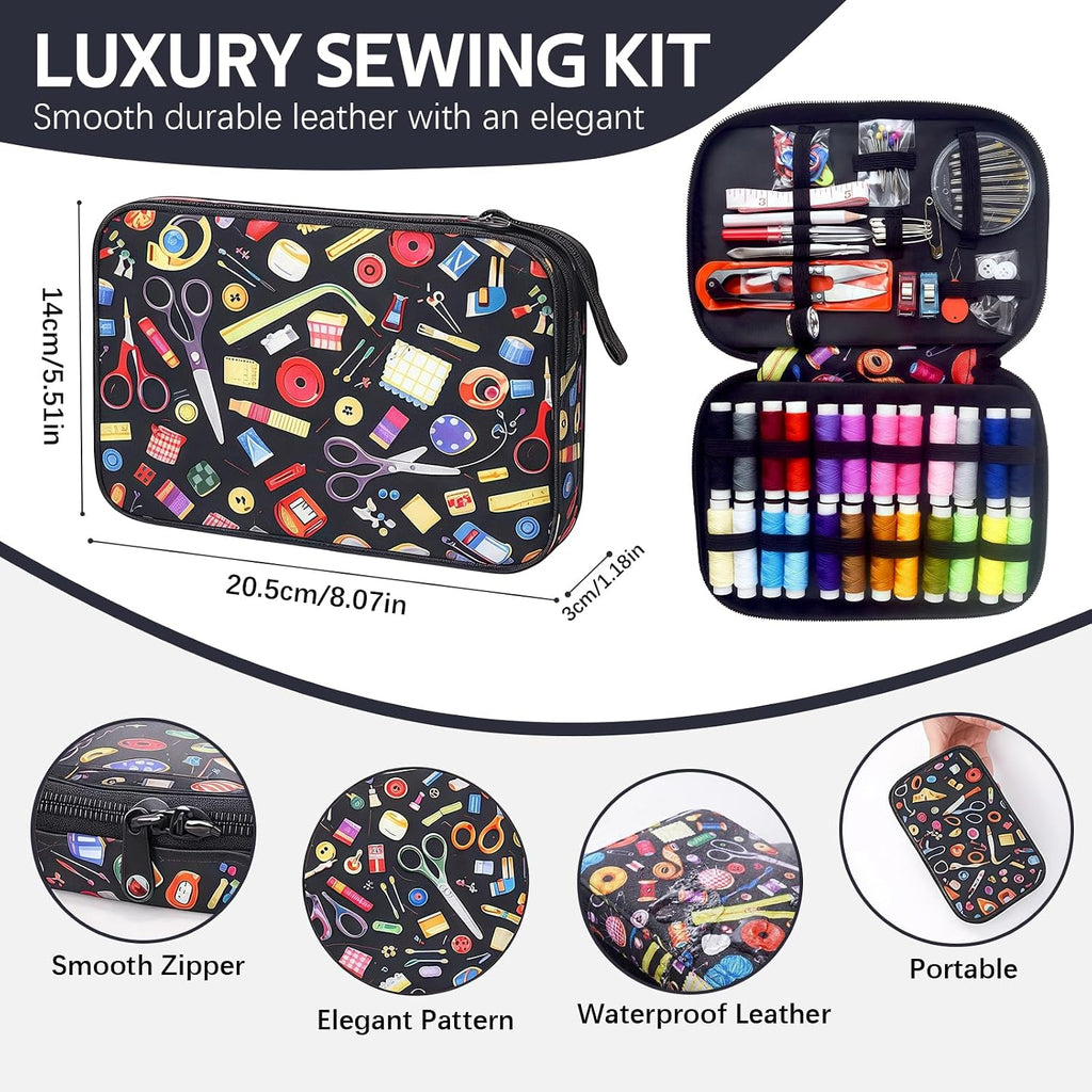 Portable Sewing Kit, 24 Color Threads, Sewing Supplies Organizer with