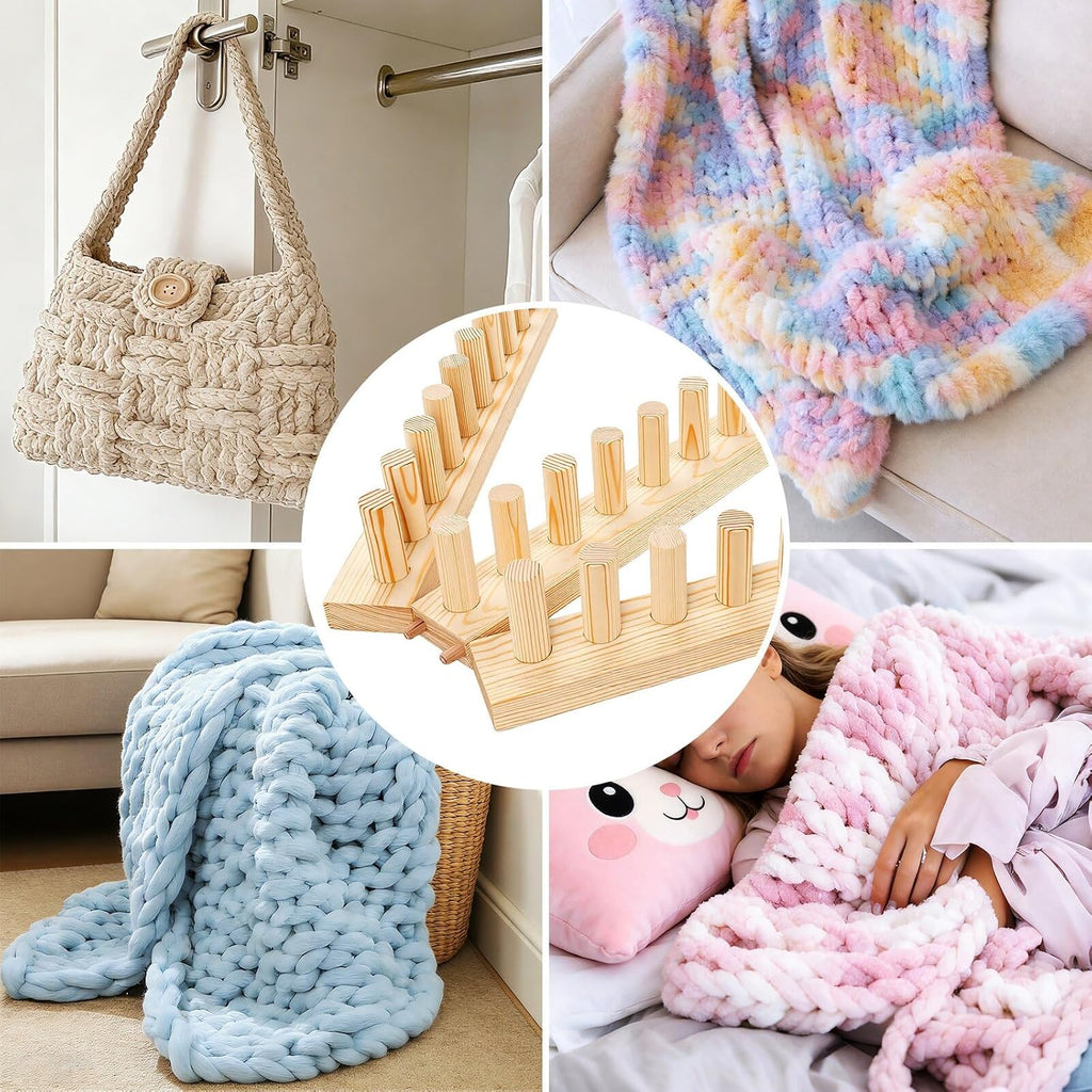 ARTACE 46" Chunky Blanket Loom, Large Adjustable Wooden Loom Frame