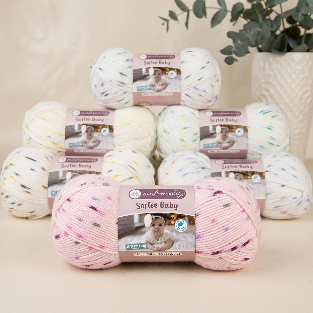 Softee Baby Yarn,%100 Premium Anti-Pilling Acrylic, 3.5 Oz, 273 yd