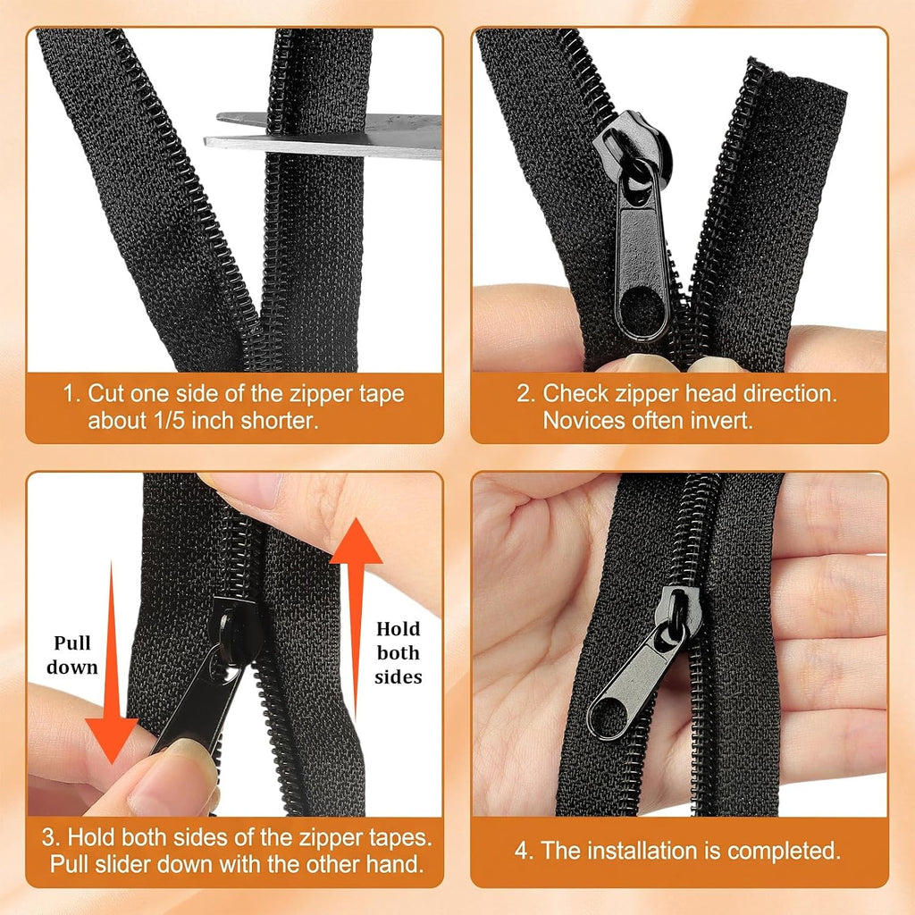 10 Yards Bulk Zippers, #5 Black Nylon Coil Zippers by The Yard
