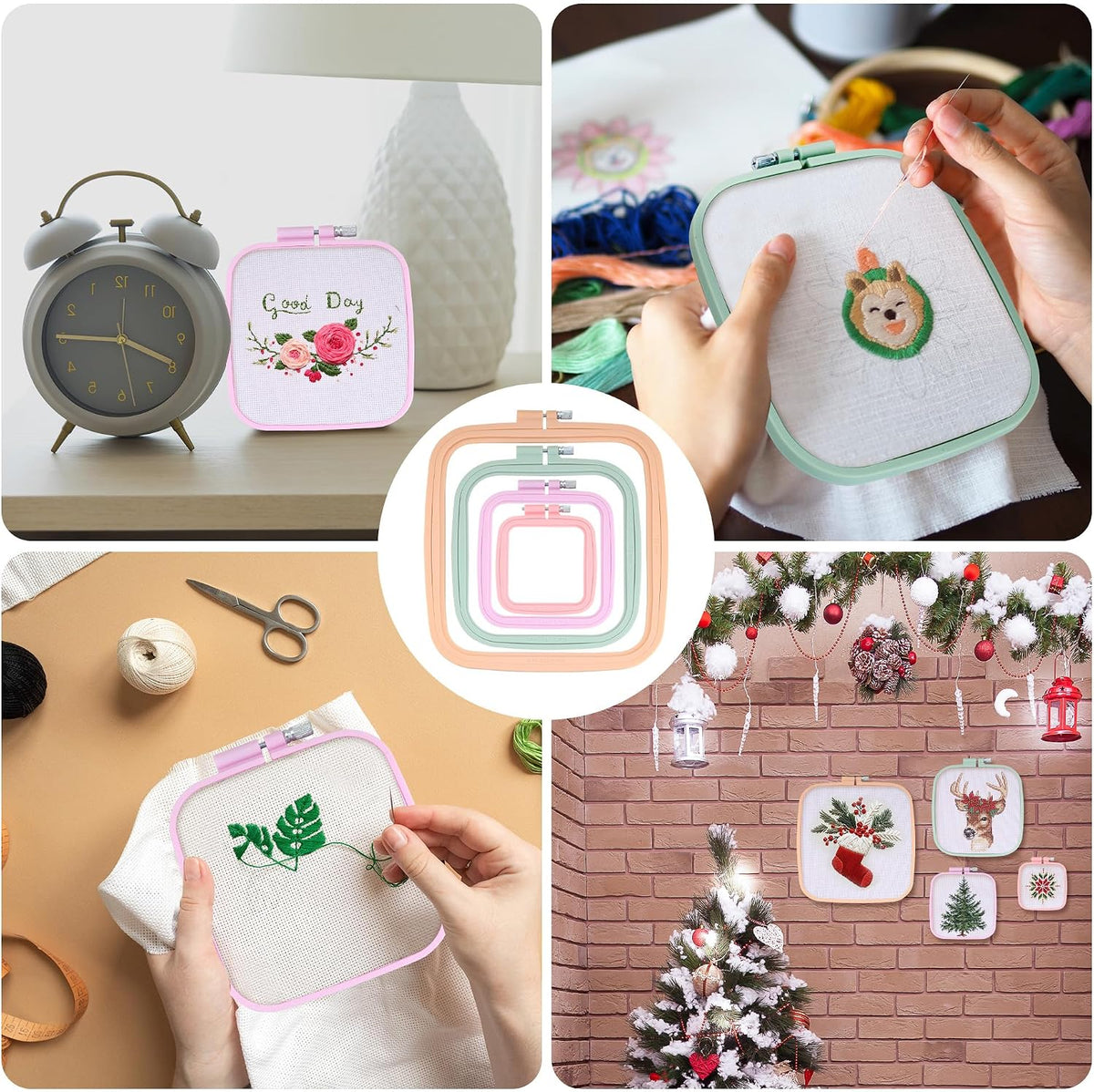 FARQAN Square Embroidery Hoops; 4PCS - 3", 4.3", 6.5", 8.7"