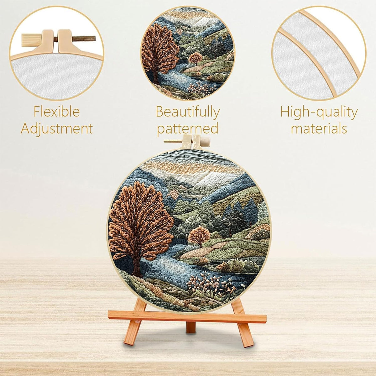 SCECALA 4 Pack Fall Forest Tree Embroidery Kit for Beginners