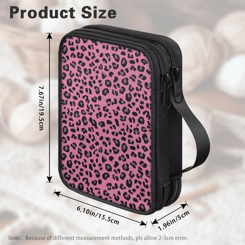 Luarisgur Leopard Print Crochet Hook Holder Case with Handle and