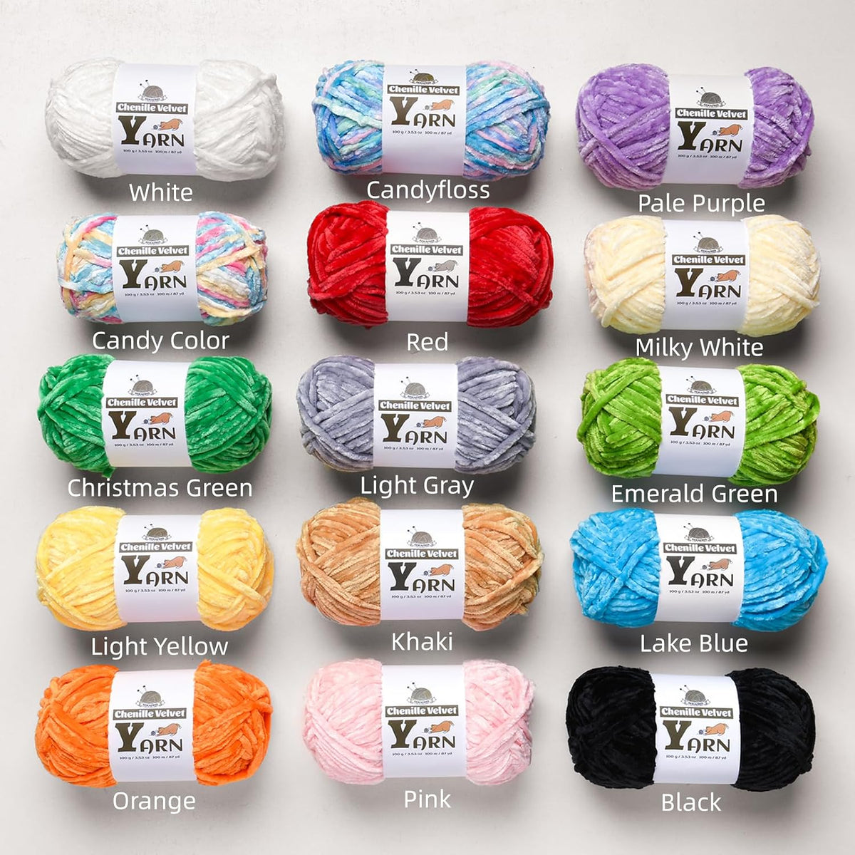 Chenille Velvet Yarn for Crocheting Beginner Yarn 12 Pack Multicolor