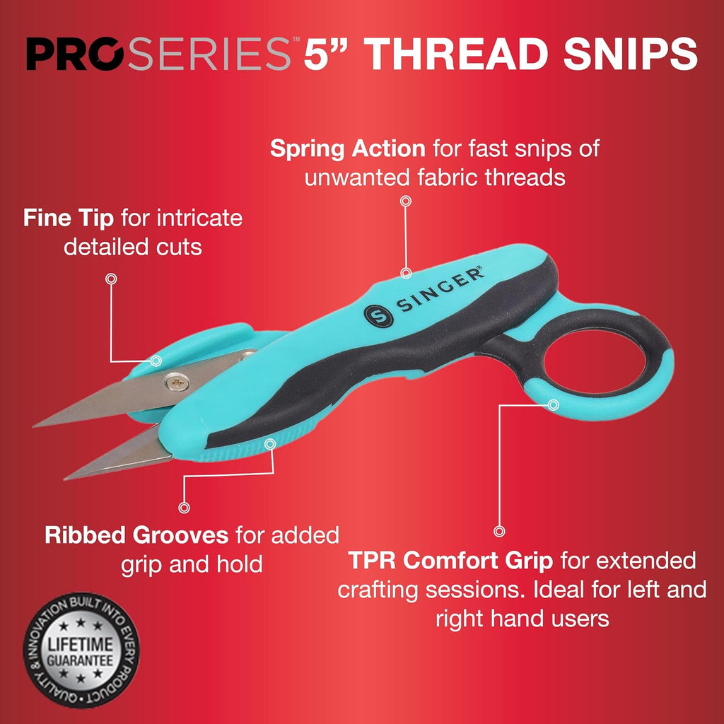 SINGER ProSeriesTM 5" Thread Snips, Comfort Grip, Sewing & Yarn Cutter