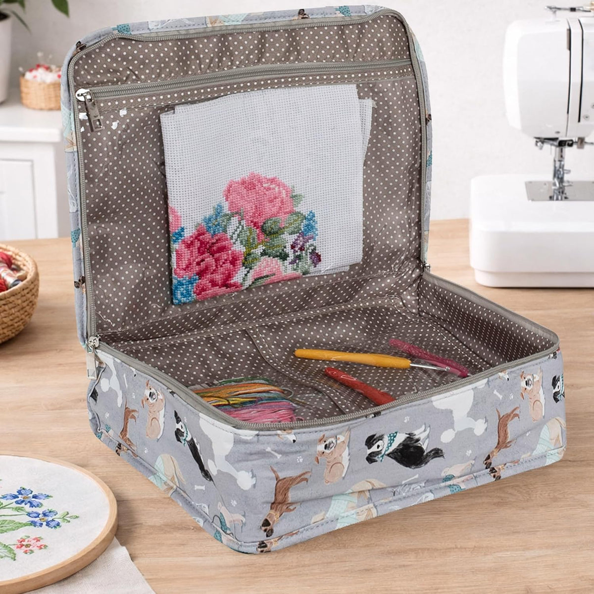 Hobby Gift Project Case Sewing and Yarn Storage Bag with Internal