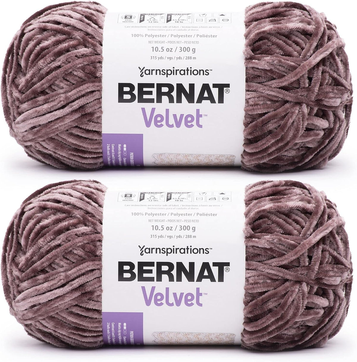 Bernat Velvet Soft Yarn for Crocheting, Mocha, 2-Pack