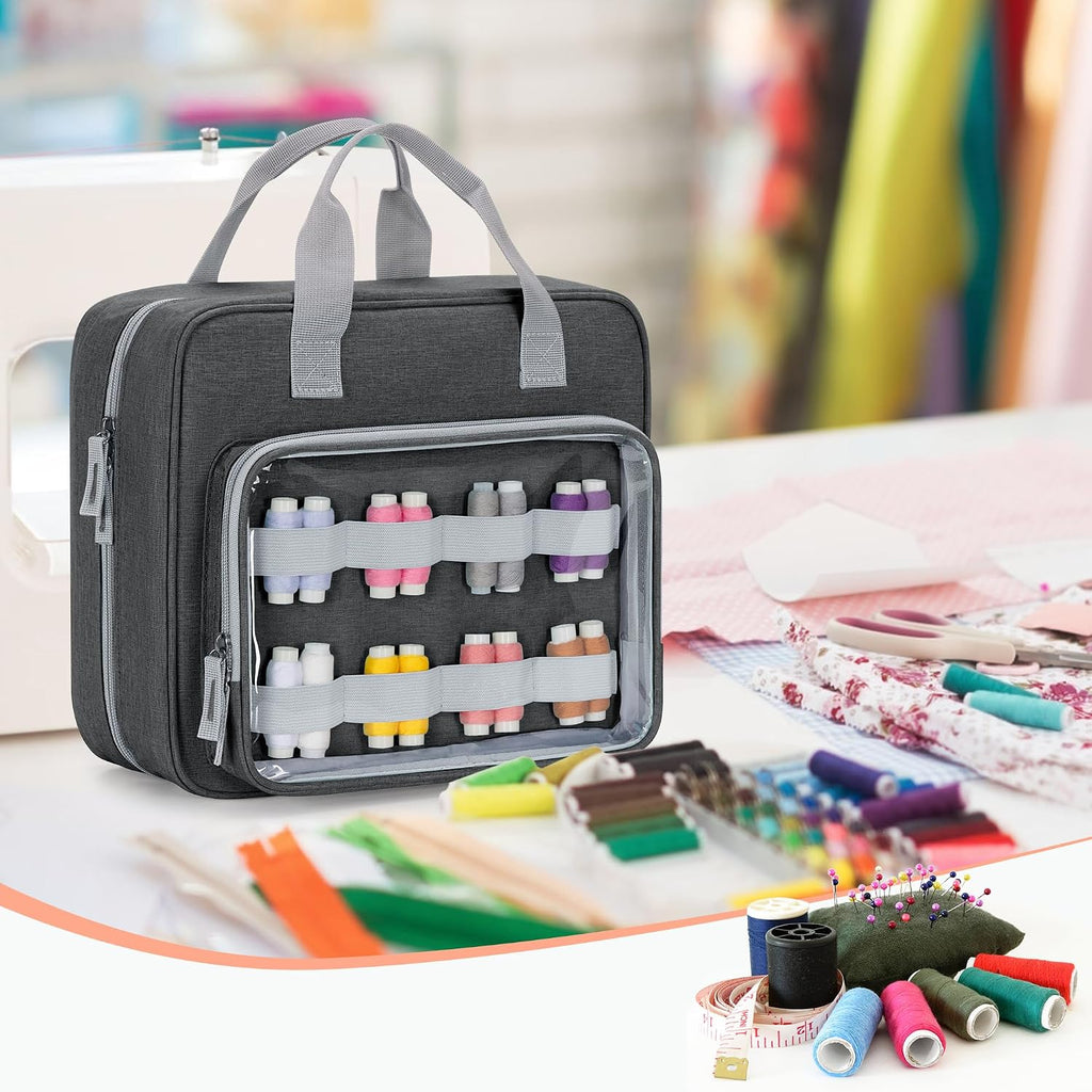 LUXJA Sewing Storage Organizer with Folio Open Design, Gray