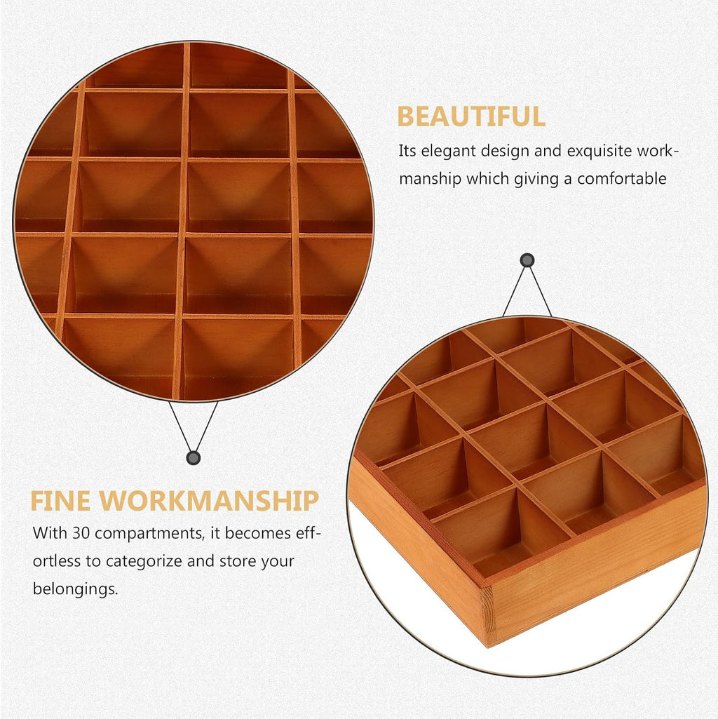 Compartment Wooden Storage Tray Organizer for Jewelry Earrings and Tea