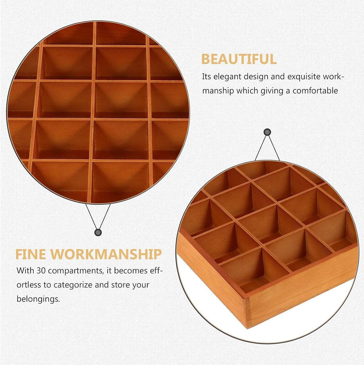 Compartment Wooden Storage Tray Organizer for Jewelry Earrings and Tea