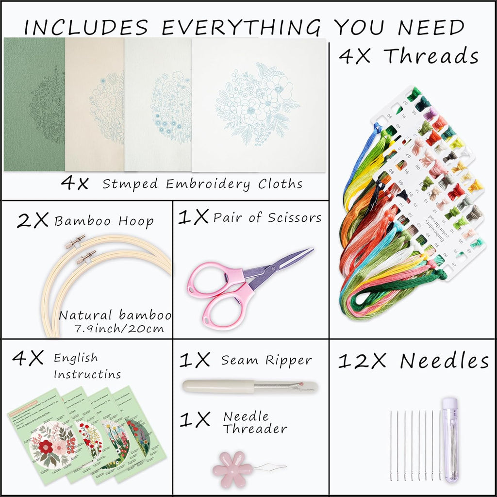Bonroy Embroidery Kit for Beginners with Instructions,Cross Stitch