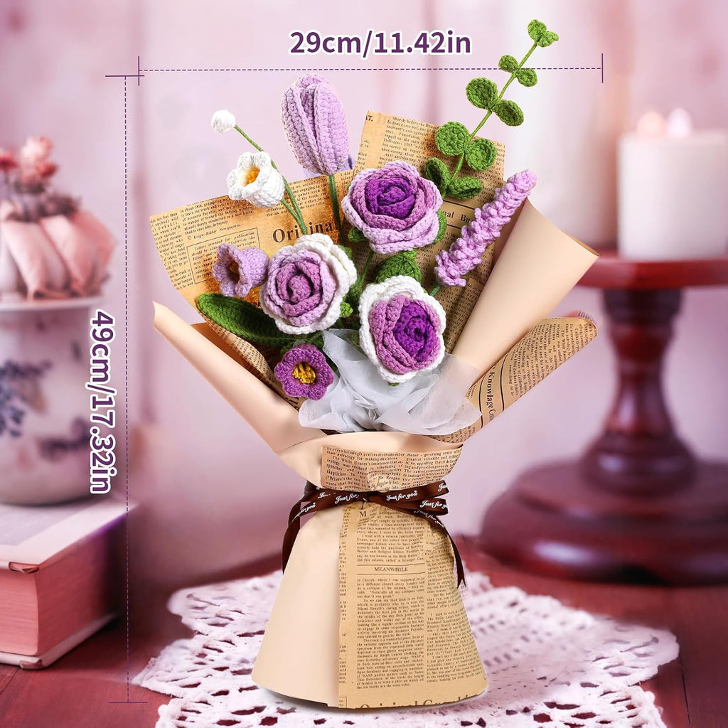 Kogyxe Crochet Kit for Beginners Purple Rose Crochet Flowers for