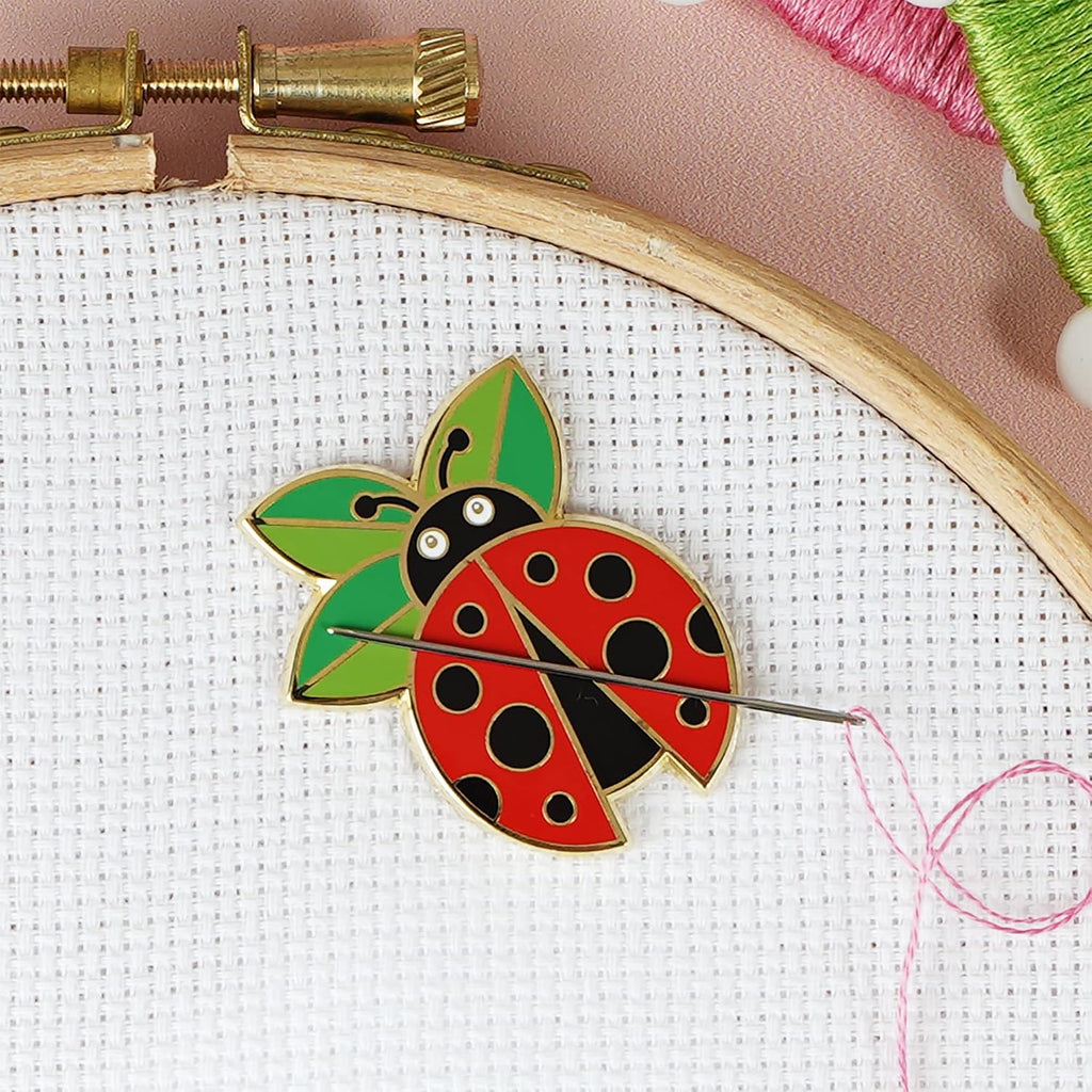 Caterpillar Cross Stitch Ladybug Magnetic Enamel Needle Minder - for