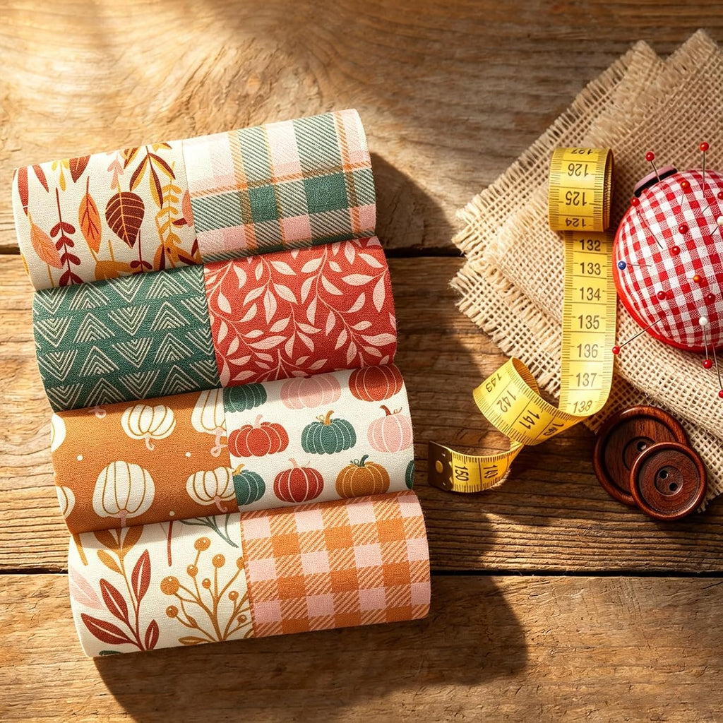 40 Pcs 2.5" x 39.4" Boho Fall Cotton Fabric Bundles Fall Pattern