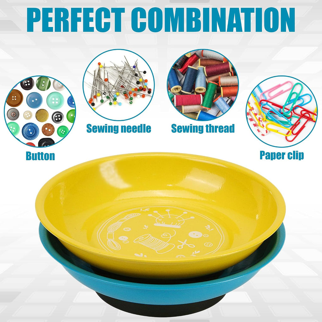 2Pcs Magnetic Bowl Sewing Pin Bobby Holder Storage Tray with 150Pcs