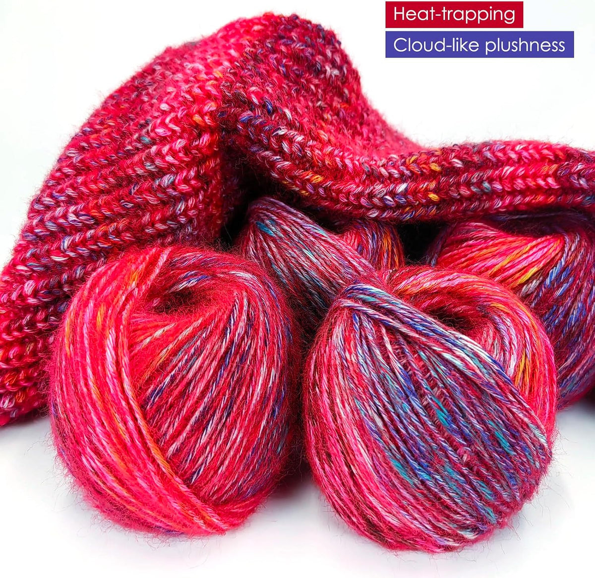 Luxury Variegated Wool Blended Yarn, 60% Polyester 20% Acrylic 10%