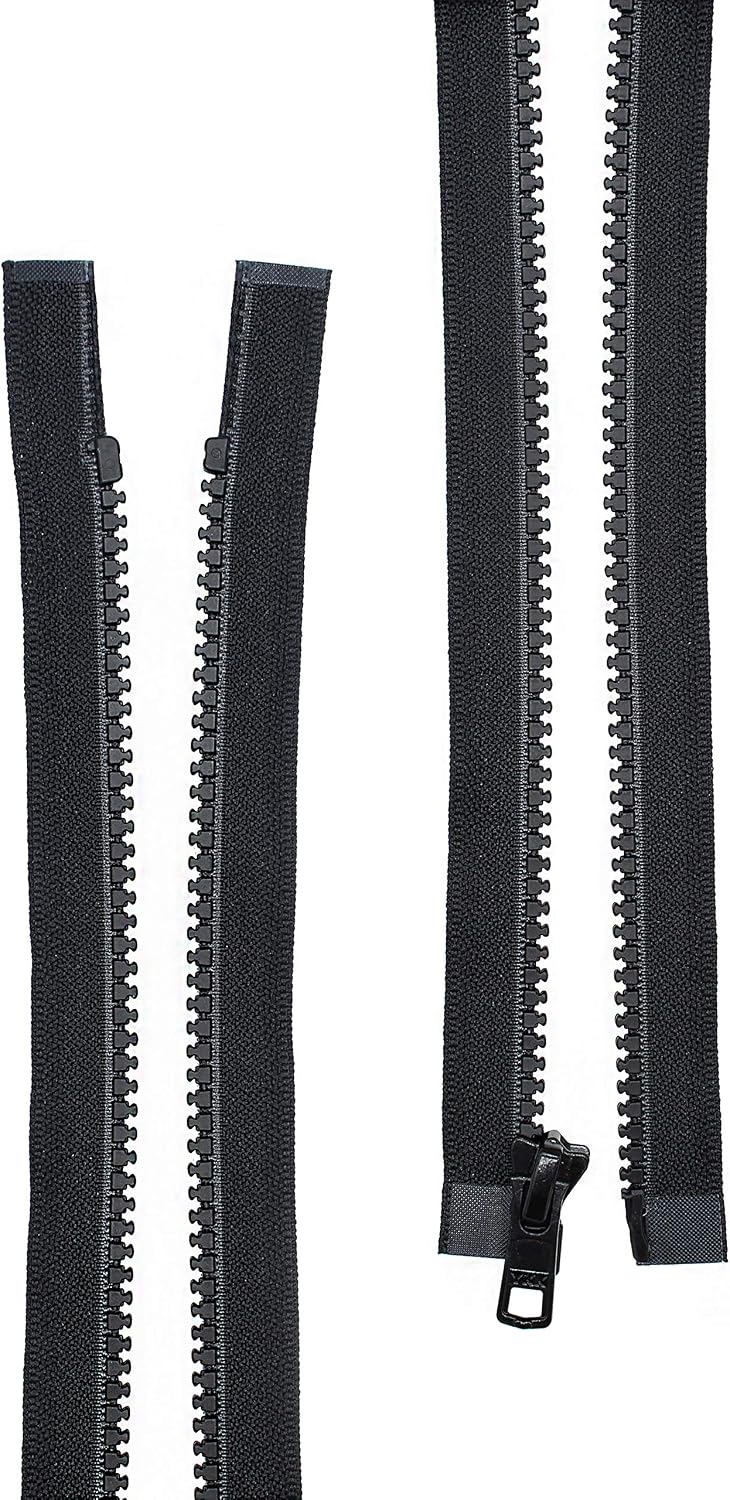 #5 Molded Black Plastic YKK® Separating Zippers (2 Pieces Per Pack)