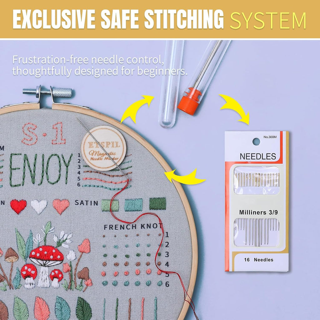 ETSPIL Embroidery Kit for Beginners, 4K Step-by-Step Video, Adults