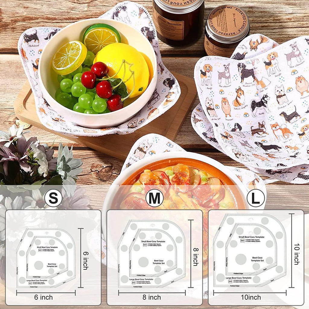 Bowl Cozy Template Cutting Ruler Set, 3Pcs Acrylic Transparent