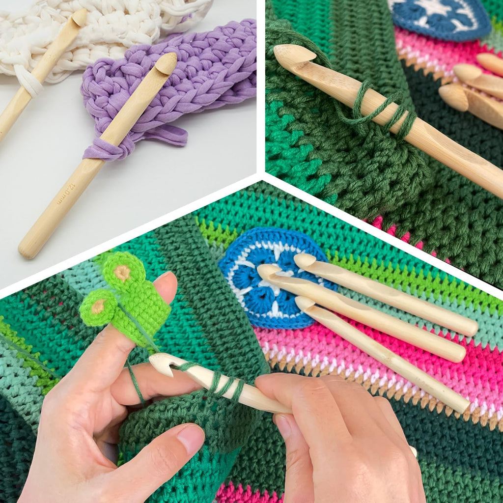 4Sizes Large Crochet Hooks 10mm,11mm,12mm,13mm, Bamboo Jumbo Crochet