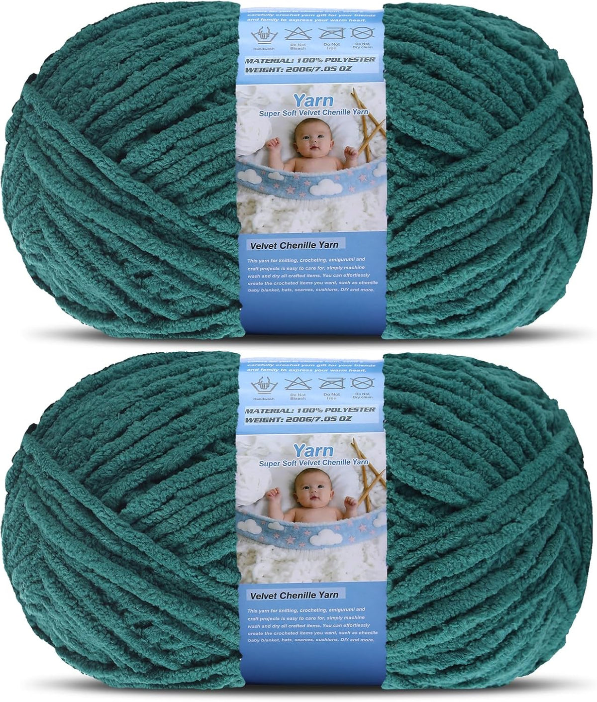 Super Bulky Blanket Yarn for Crocheting - 2 Pack of 200g/7.05oz