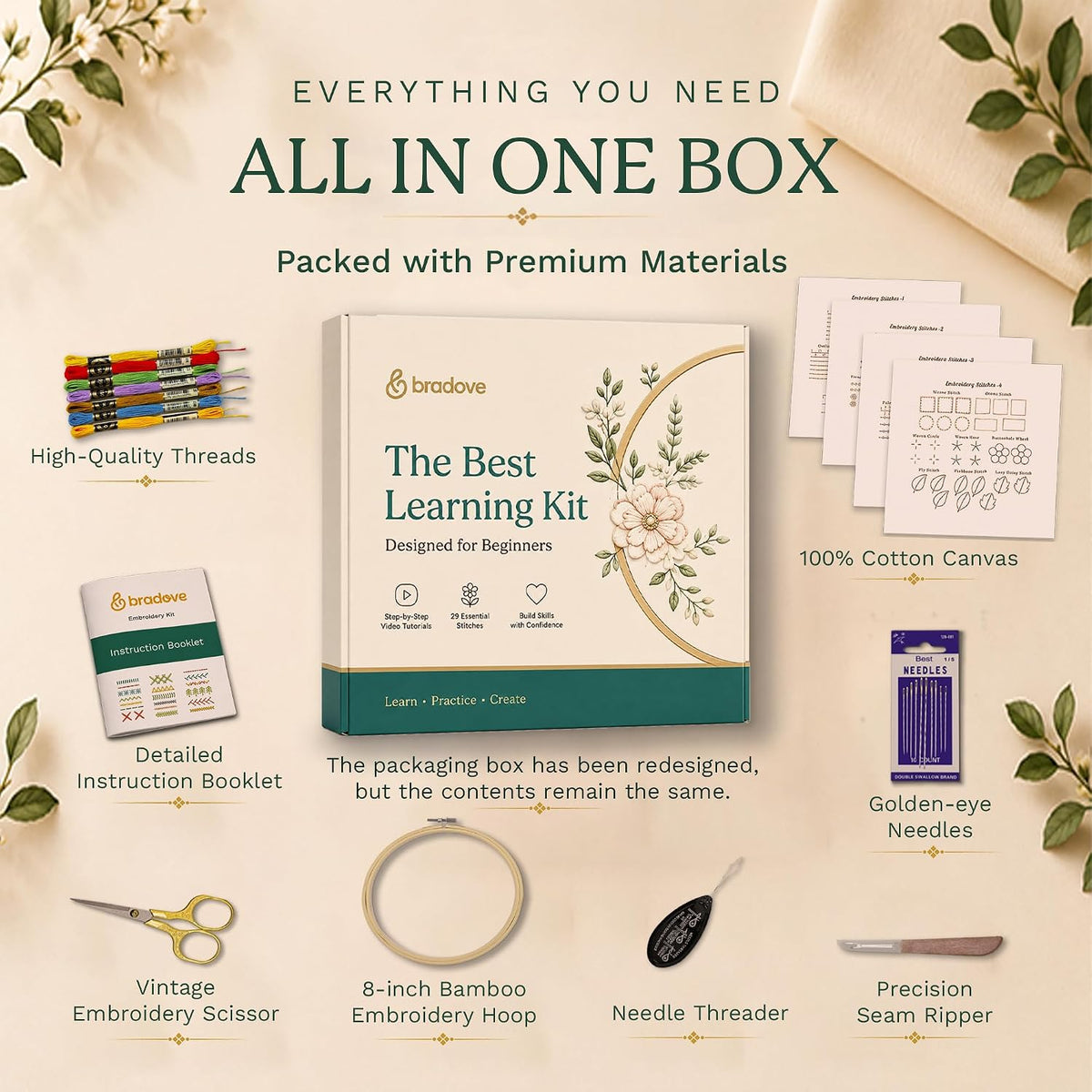 Bradove Classic Embroidery Learning Kit for Adults and Kids