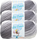 Lion Brand Yarn, Ice Cream Crochet Yarn, Cookies & Cream, Gray, 3 Pack