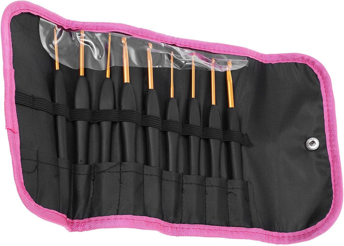 Black Crochet Hooks Set for Winter Knitting Classes, 9 Size