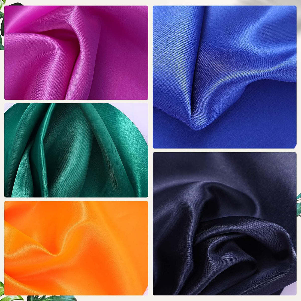 35 Pcs Satin Fat Quarter 35 Solid Color Silky Satin Patchwork Fabric