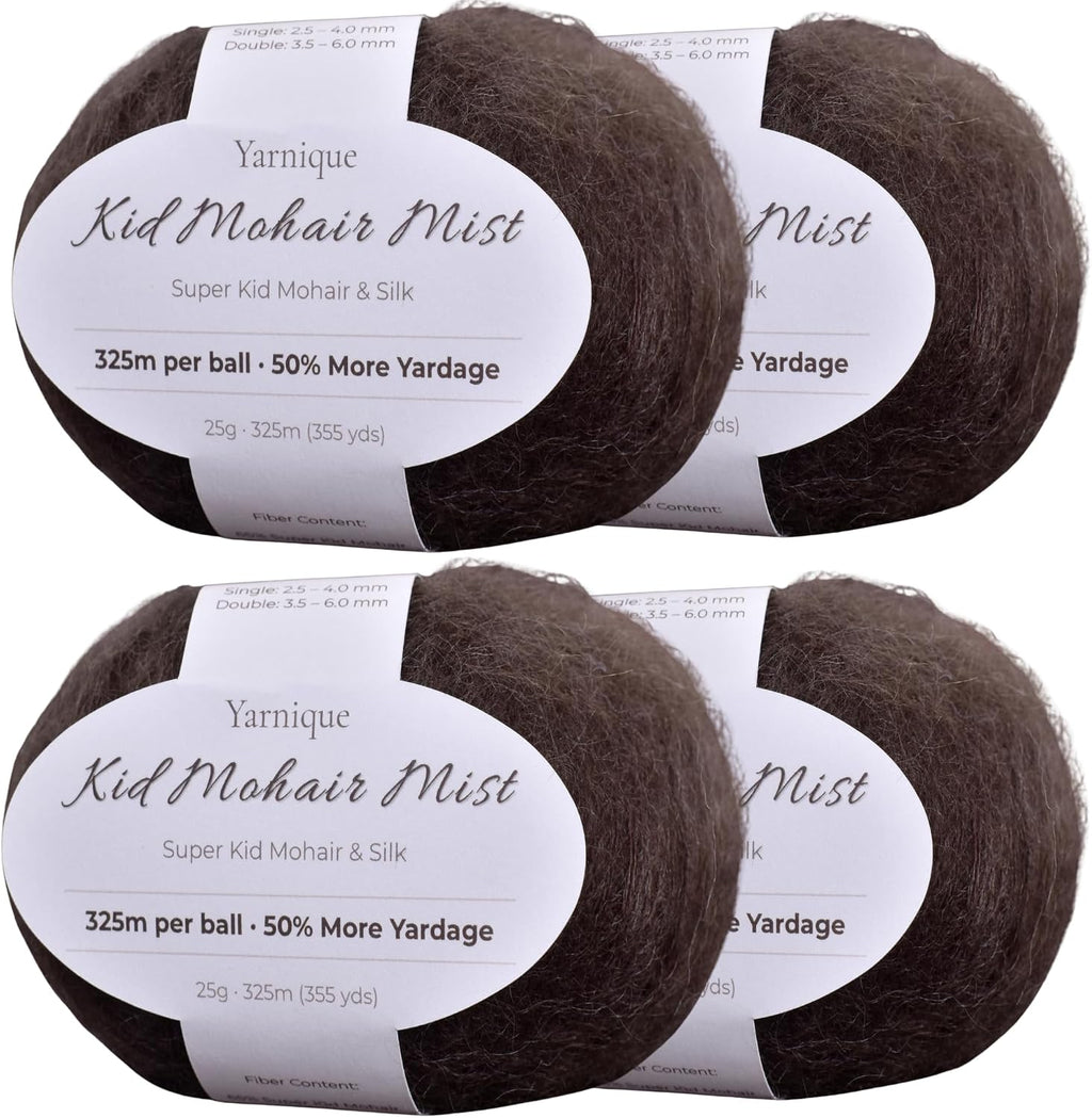 Kid-Silk Mohair Yarn, Lace Weight, 4 Balls 100g, 1420 yds