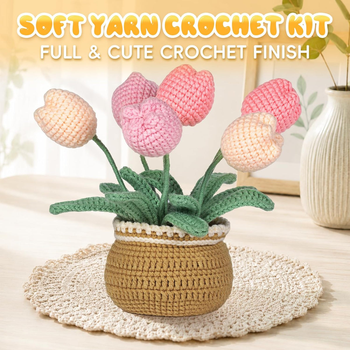 LUDOTEK Crochet Kit for Beginners, Crochet Plant Kit,Knitting Kit