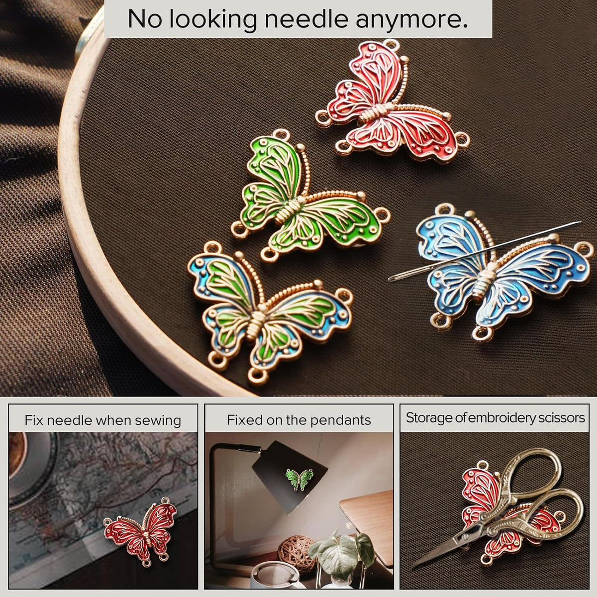 4pcs Cute Butterfly Cartoon Magnetic Needle Keeper for Cross Stitch &