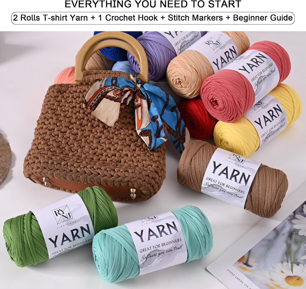 2 Pack T Shirt Yarn for Crocheting – 400g Elastic Polyester Spandex