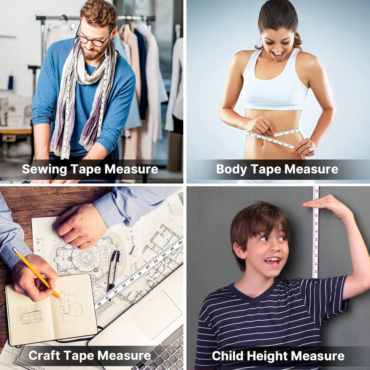 6 Pack Tape Measure Measuring Tape for Body Measurements, Retractable