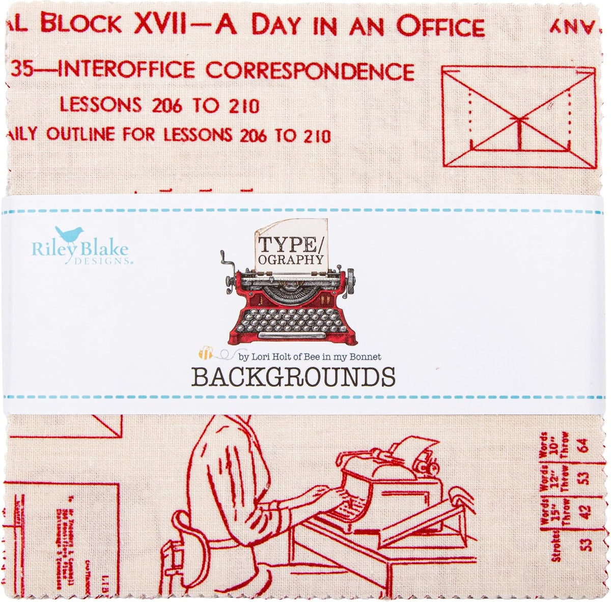 Lori Holt Type/ography B 5" Stacker 42 5-inch Squares Charm Pack Riley